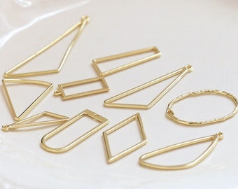 Gold Plated Open Back Bezel, Triangle Charms for Pressed Flowers UV Resin Epoxy Resin, Enamel Earrings Jewelry Making Findings DIY Kit