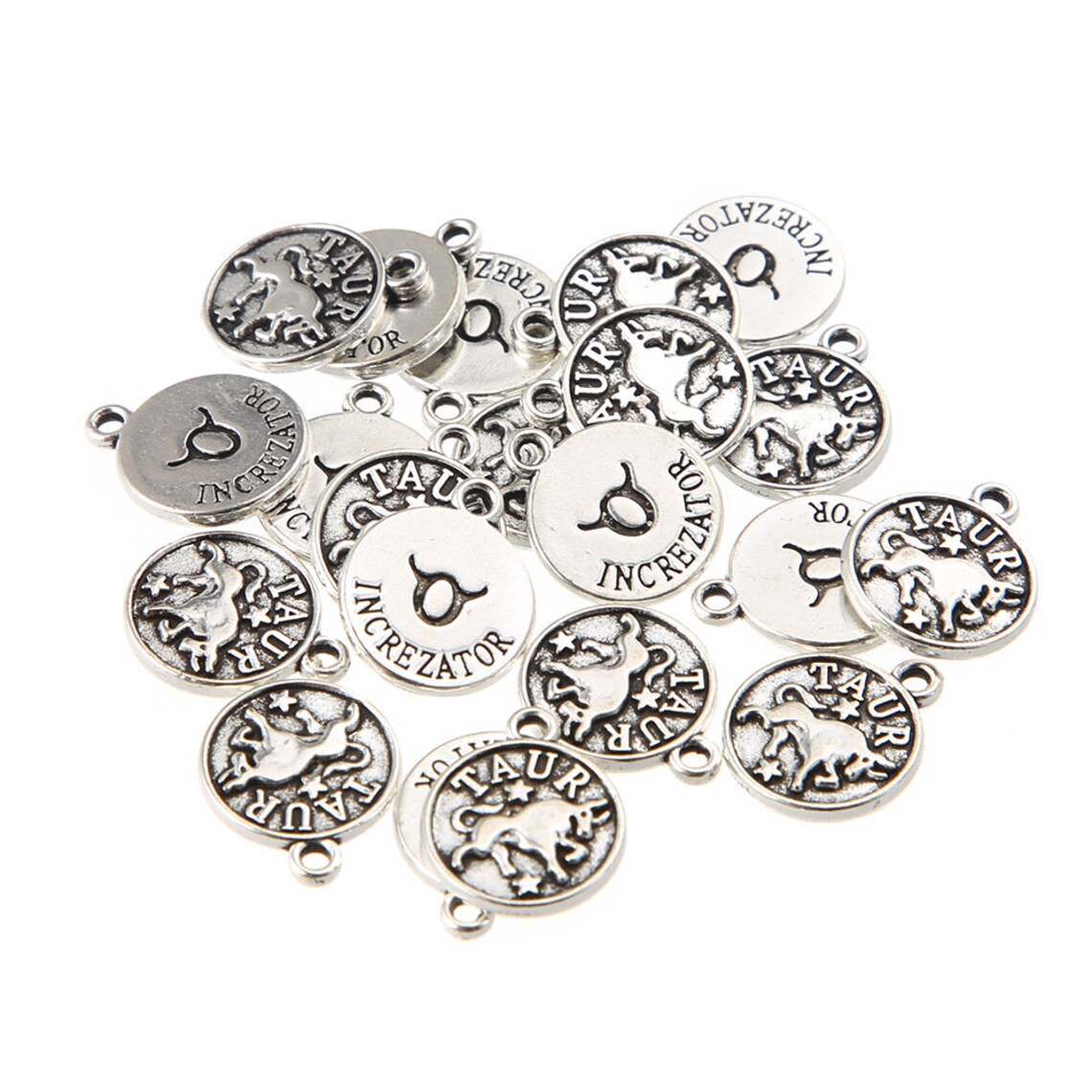 Silver Zodiac Charm Zodiac Pendant Astrology Charm Etsy