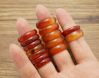 Natural Carnelian Gemstone Ring: Chakra Stone Band, 6mm & 9mm