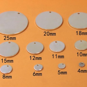 10pcs Sterling Silver Jewelry Tags: Custom Laser Engraved Round Charms