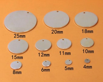 10 etiquetas de joyería de plata de ley: dijes redondos personalizados grabados con láser
