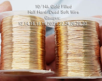 14K Gold-Filled Round Wire: USA Made, Half Hard/Dead Soft - 1 Meter