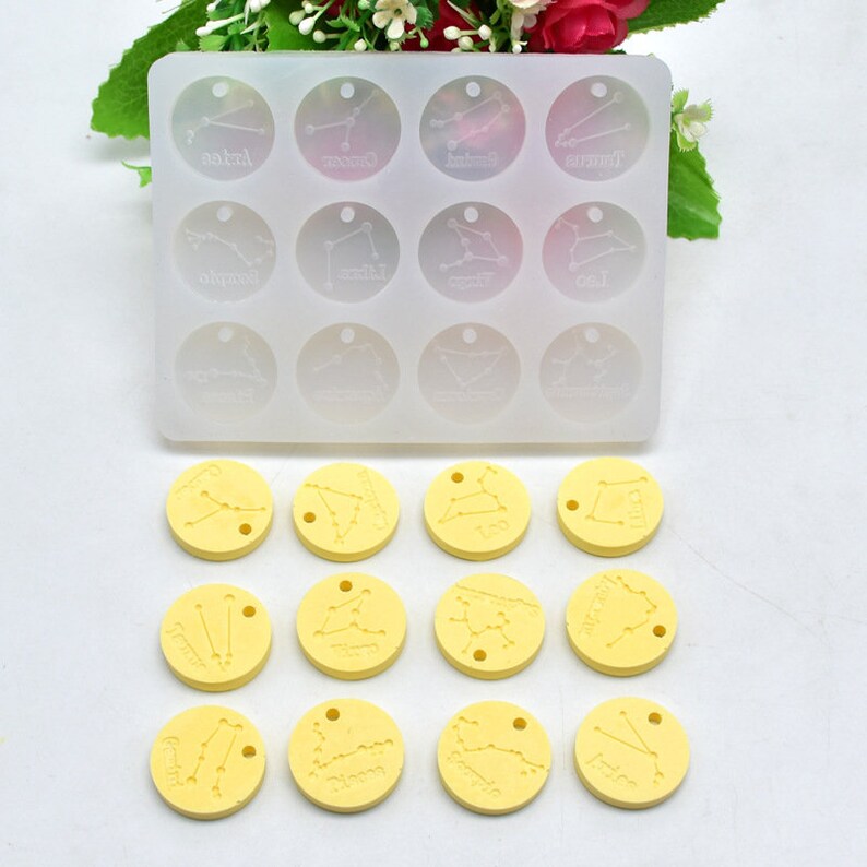 Zodiac Silicone Resin Mold 12 Zodiac Constellation Resin Etsy
