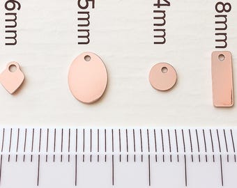 14k Rose Gold Filled Jewelry Tags: Custom Engraved Charms, 10pcs