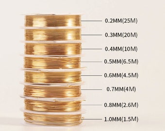 Alambre de oro de 14K, alambre de metal chapado en oro, alambre de oro de 18K, alambre de latón plateado, redondo suave, fabricación de joyas de anillo envuelto, 2 juegos