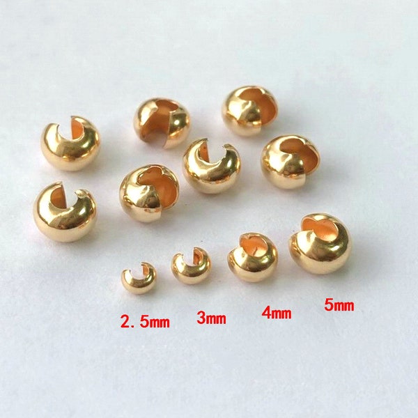 14K Gold Filled Crimp Cover Beads, Knot Covers, Jewelry Making Supplies, 2.5mm 3mm 4mm 5mm 10pcs