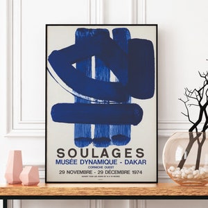 Soulages vintage exhibition poster, exhibition print, art poster