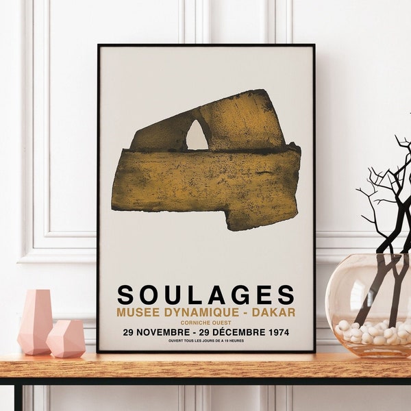 Pierre Soulages Exhibition Poster, Soulages Retro Poster, Minimalist Print, Museum Poster