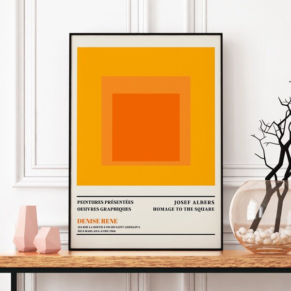 Josef Albers Exhibition Poster, Homage To The Square Poster, Minimalist Print, Aesthetic Poster