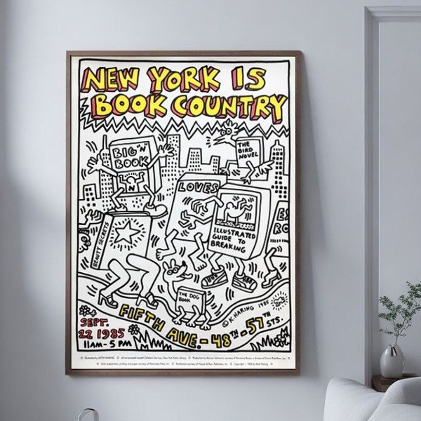 Keith Haring Print| Keith Haring Poster New York Is A Book Country, 1985 | Pop Art Poster | Contemporary Wall Art | Birthday Gift Idea