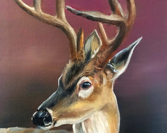 Oh Deer. Original oil painting on stretched canvas. 210mmx297mm