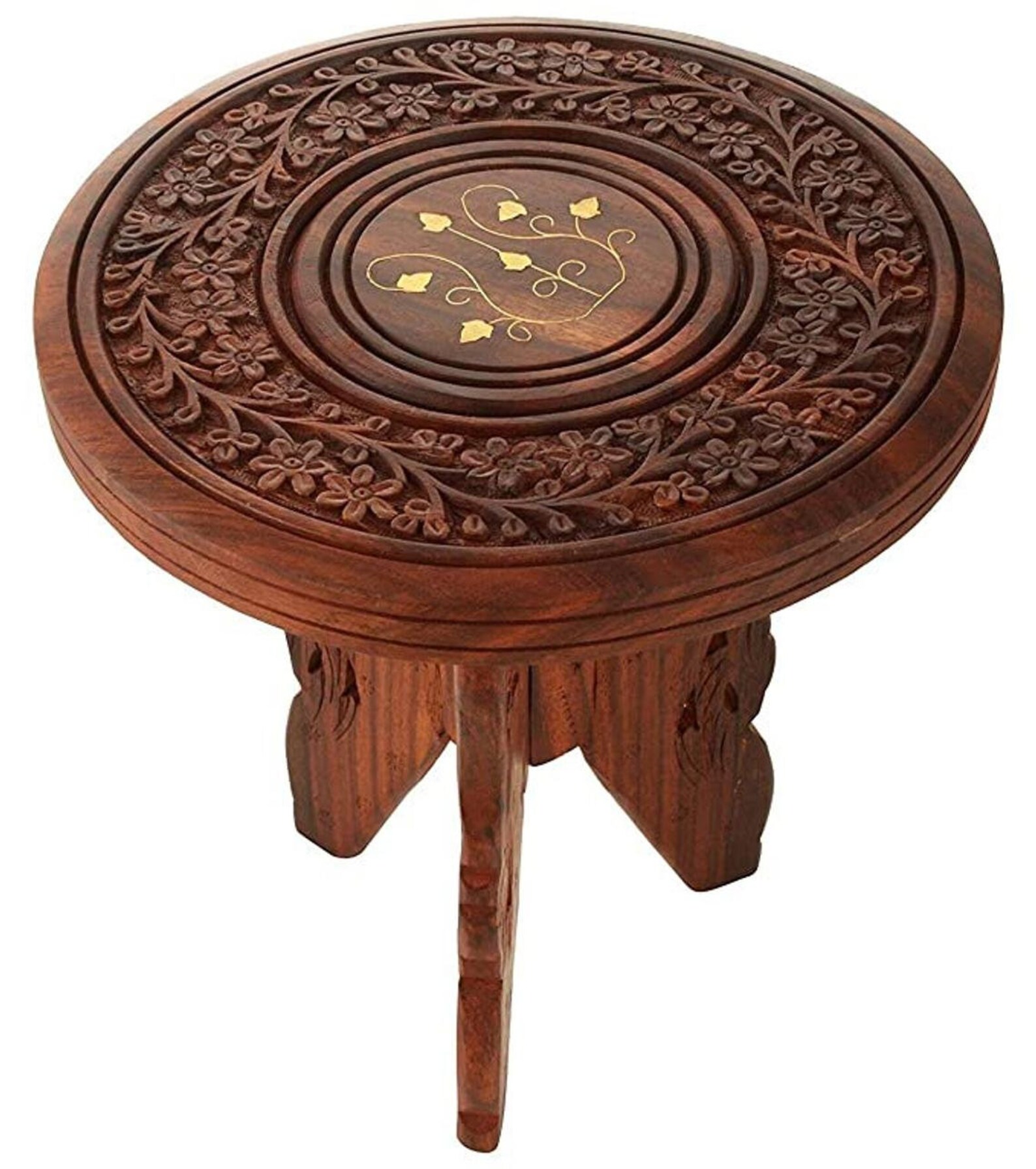 Taburete indio tallado en madera Mini mesa plegable india Etsy