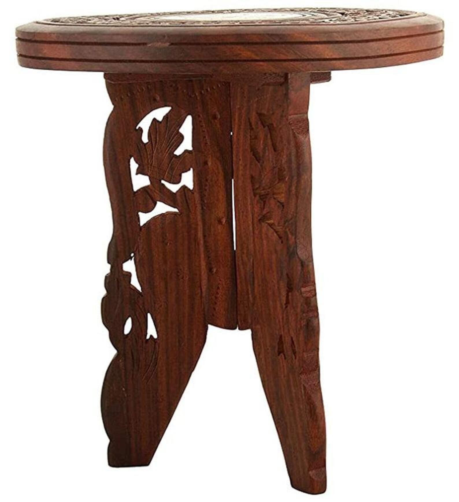 Taburete indio tallado en madera Mini mesa plegable india Etsy