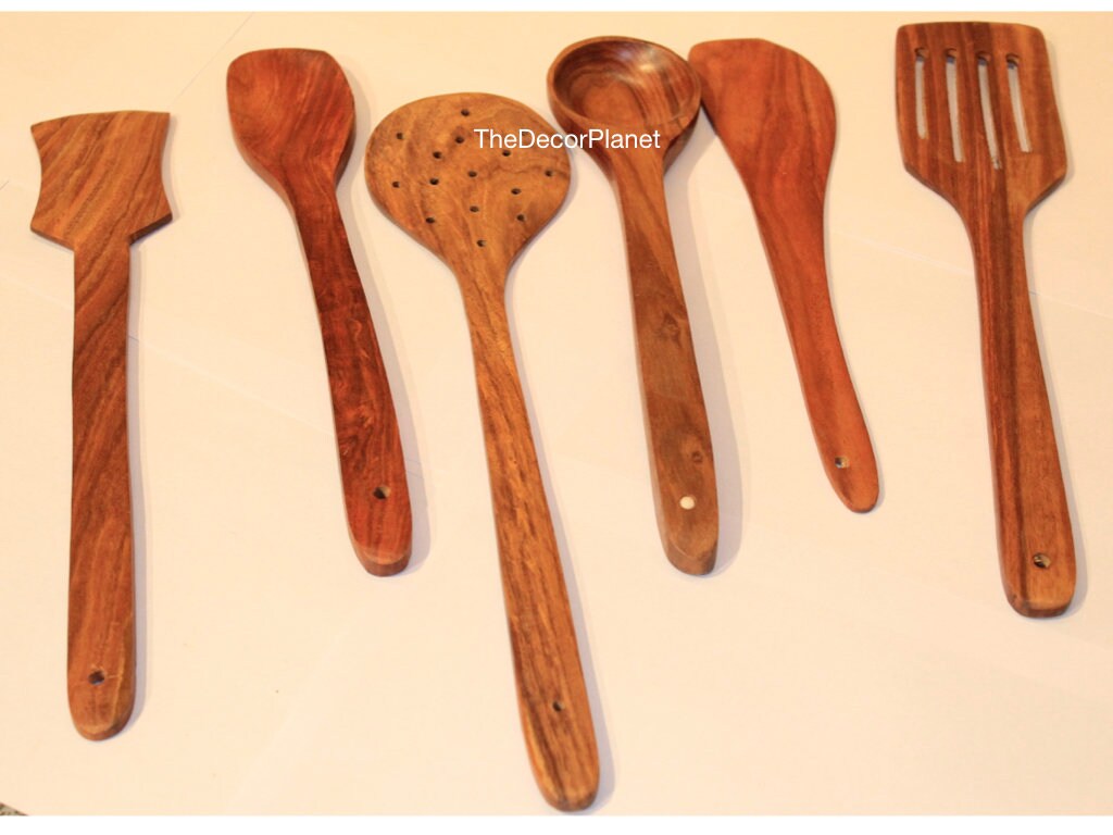 20 Pieces Wooden Kitchen Utensil Set Sheesham Wood Wooden Etsy