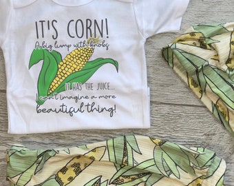 It’s corn! A big lump with knobs baby set/ crib themed baby pants, tik tok corn onesie,corn baby outfit, Midwest baby gift/ baby shower gift