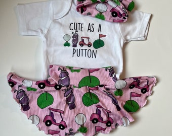 cute as a putton baby girl golf outfit, toddler golf outfit, golf baby gift, girl golf shirt, golf baby shower, going home outfit, golfing