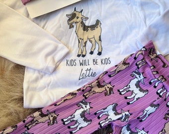 Kids will be kids goat outfit, farm outfit, goat kids shirt, goat baby outfit, cute goats