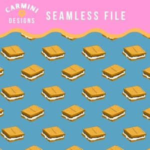 S’mores Seamless Pattern | Cute Campfire Smores Design | Camping Food Digital Paper | Summer Outdoor Sublimation PNG Clipart