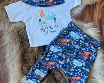 under the sea baby outfit, sea baby shower, baby shower gift, custom baby outfit, toddler sea outfit, whale baby outfit