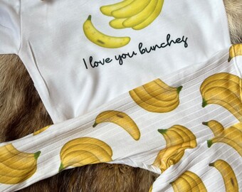 I love you bunches baby outfit, cute baby shower gift, cute baby clothes, banana baby shirt, toddler banana shirt, cute toddler outfit