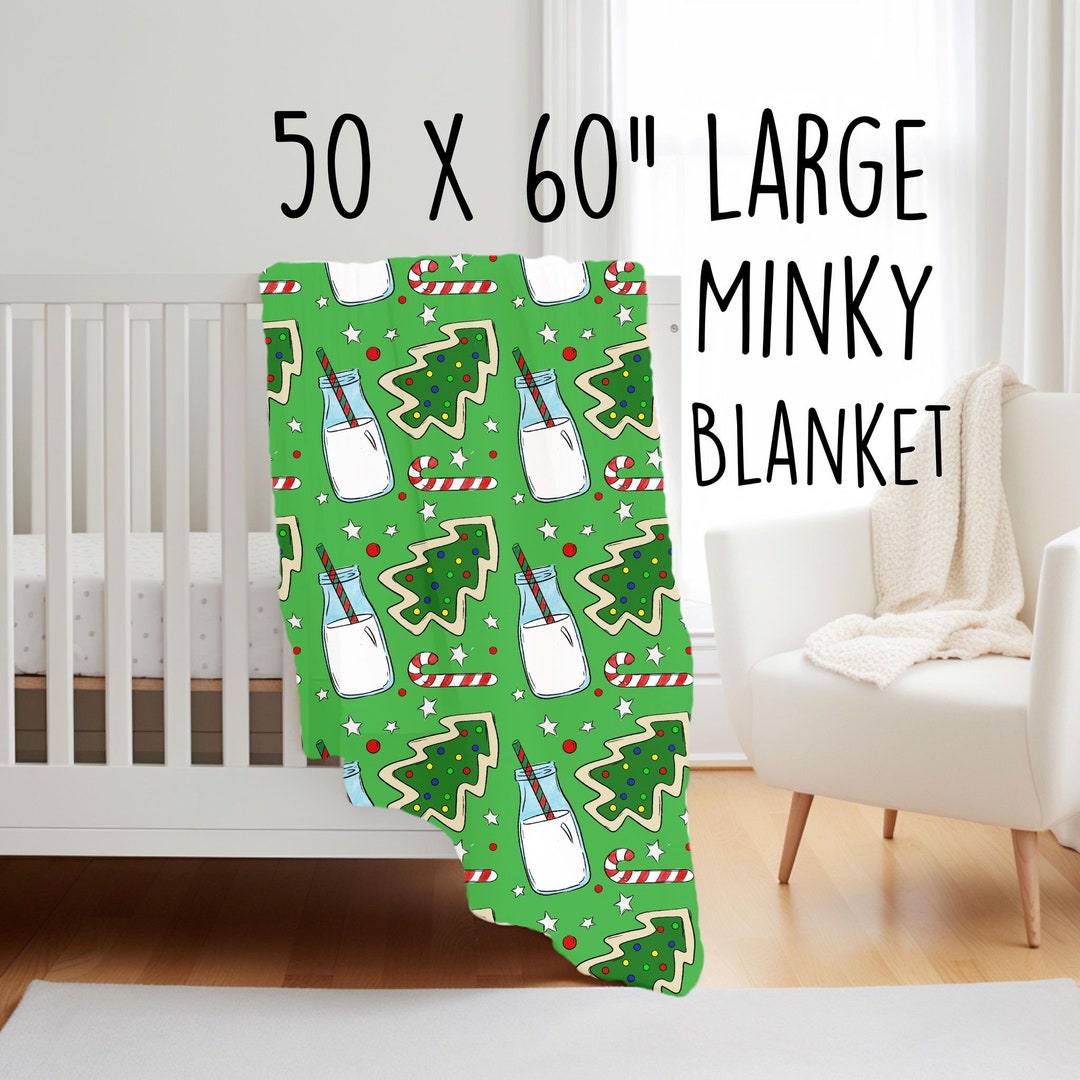 Christmas Cookies and Milk Large Minky Blanket, 50x60 Inch Throw Blanket, Custom Blanket