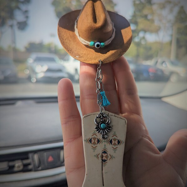 Cowboy Hat and Boot Rear View Mirror Hanger Etsy