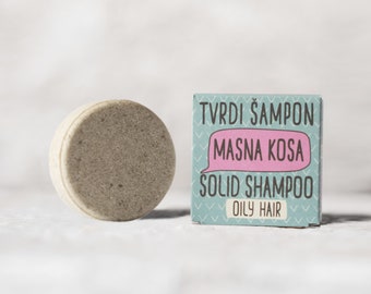 Oily Hair Solid Shampoo+Conditioner Bar [Green Clay, Bitter Orange, Ricinus] - greasy hair - vegan, plastic free, zero waste - 60g/2.1oz