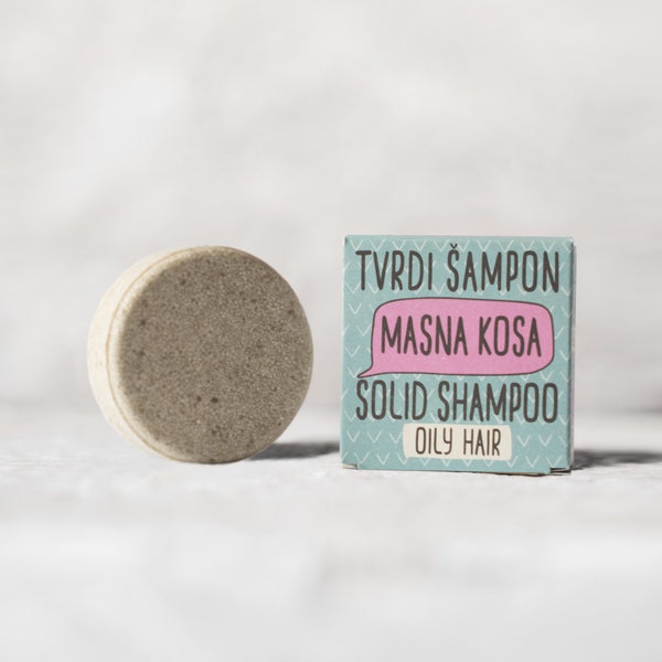 Oily Hair Solid Shampoo+Conditioner Bar [Green Clay, Bitter Orange, Ricinus] - greasy hair - vegan, plastic free, zero waste - 60g/2.1oz