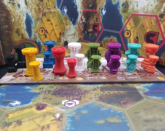 SCYTHE - Action tokens matching game&#39;s colours - MeepleForge