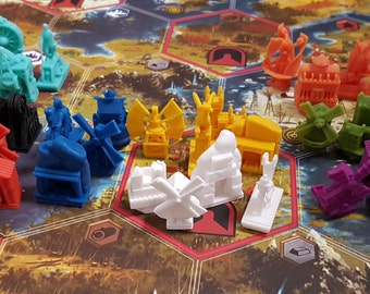 SCYTHE - Buildings (matching game&#39;s colours) - MeepleForge