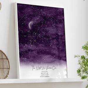 La noche que dijimos sí: mapa estelar personalizado / Regalo de aniversario único en papel para parejas