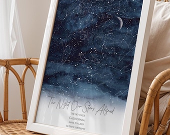 Custom Star Map, Night Sky Print, Sky Map, Wedding Gift, Constellation Map, First Anniversary Gift, Personalized Star Map, Print Only