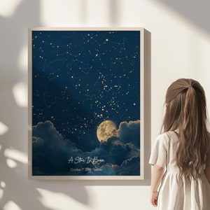Custom Star Map for Kids' Birthdays | Personalized Newborn Gift | Baby Room Wall Art | First Birthday Decor