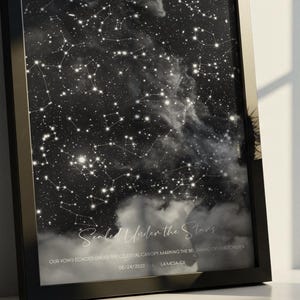 Carte des étoiles personnalisée pour mariage | Cadeau d'anniversaire de mariage personnalisé | Cadeau de mariage unique | Carte du ciel personnalisée