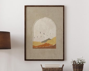 Minimalist Birds and Mountains Printable Wall Art, Instantly Digital Download, A Beautiful Decor for Your Home