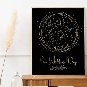 Valentines day gift night sky print  custom star map constellation personalized poster couples night we met for him