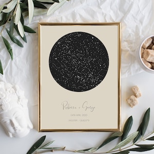 Valentines day gift night sky print custom star map constellation personalized poster couples night we met for him