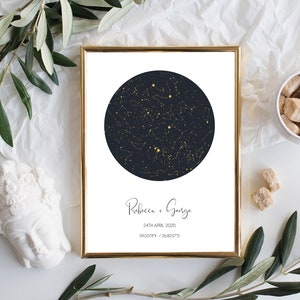 Valentines day gift night sky print framed custom star map constellation personalized poster couples night we met for him