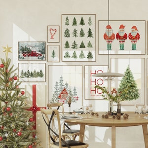 Bundle Christmas Print Gallery Wall Set of 15, Christmas Home Decor, Winter Wonderland Print, Holiday Decor, Christmas Art Prints