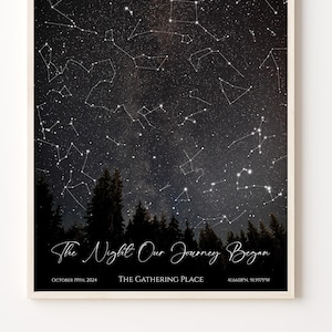Custom Star Map, Christmas Gift, Night Sky Constellation Map, First Anniversary Gift, Wedding Gift, Personalized Star Map, Gift for Couple