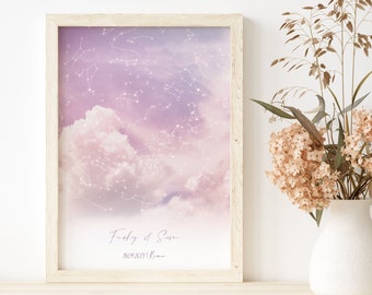 Stars The Night We Met Print, Digital Downlad Custom Star Map, Mothers Day Gift, Birthday Gift