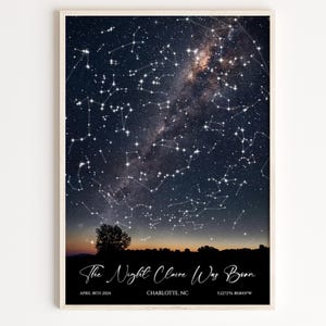 Personalized Star Map, Custom Constellation Map, Night Sky Print, Night Sky Tonight From My Location, Dark Sky Map