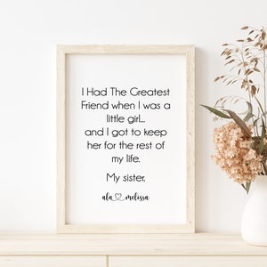 My Sister Print, Personalised Sister Print, Sister Gift, Sister Quote, Thank You Gift, Birthday Gift for Sister, Sister Birthday Gift