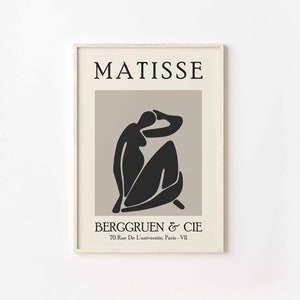 Henri Matisse Abstract Printable Wall Art Matisse Exhibition Digital Printable Black and White Woman Minimalist Print