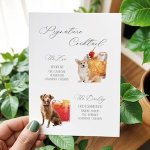Watercolor Pet Signature Cocktail Sign: Custom Wedding Decor (Digital Product)