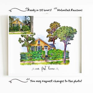 House portrait, House painting, House portrait from photo, Housewarming gift, Farmhouse frame, Custom portrait