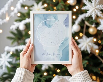 Custom Night Sky Print, Star Map Gift, 1 Anniversary Gift For Him, Night Sky Map Gift for Her, Constellation Map Gift For Her, Where We Met