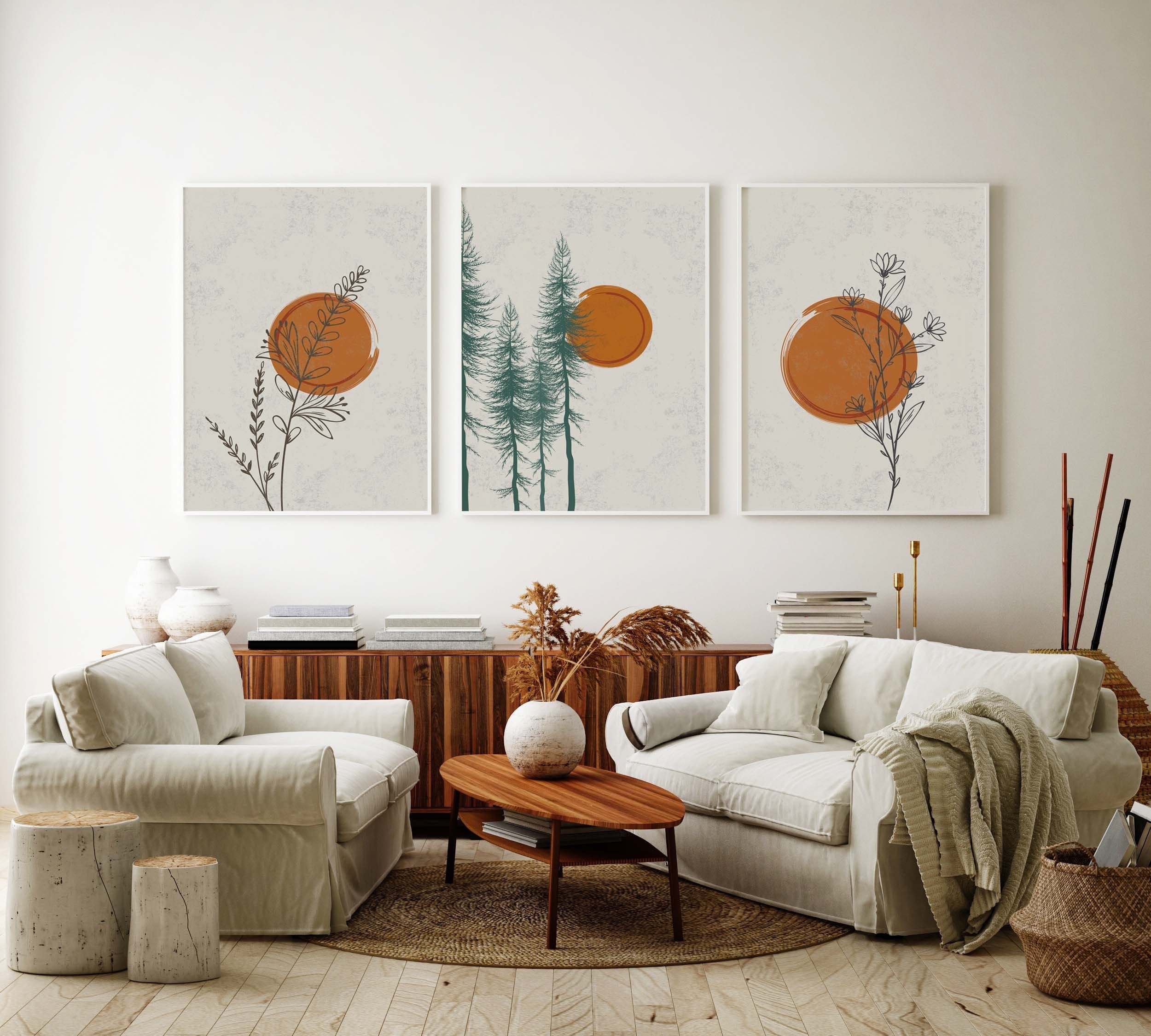 Sun Boho Wall Art Print Set of 3 Boho Wall Decor Living Room - Etsy