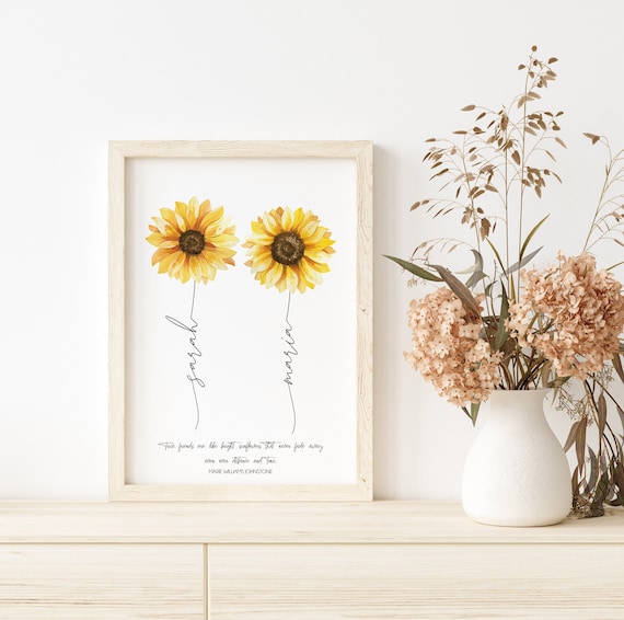 Sonnenblume Individuelles Beste Freundin Geschenk, Fernfreundschaft Geschenk, Schwester Geschenke, Familie Geburtstagsgeschenk
