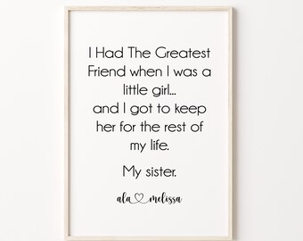 alamelissa Buy My Sister Print, Personalised Sister Print, Sister Gift, Sister Quote,  Thank You Gift, Birthday Gift for Sister, Sister Birthday Gift Online in  India - Etsy